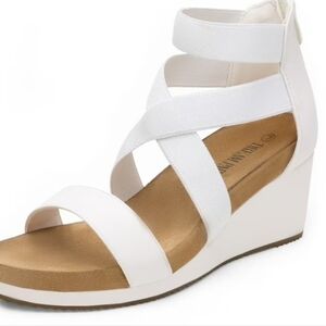 DREAM PAIRS Women's White Wedge Sandals